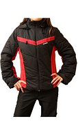 Куртка утепленная приталенная с капюшоном черная с красным