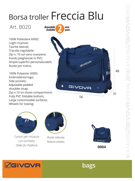 Спортивная сумка с роликами FRESCCIA BLU GIVOVA (Italia) - фото 1 - id-p4872787