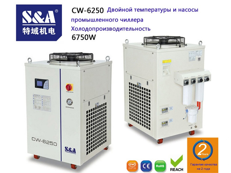 CW-6250 Холодопроизводительность Двойной температуры и насосы промышленного чиллера 6750w - фото 1 - id-p4872799