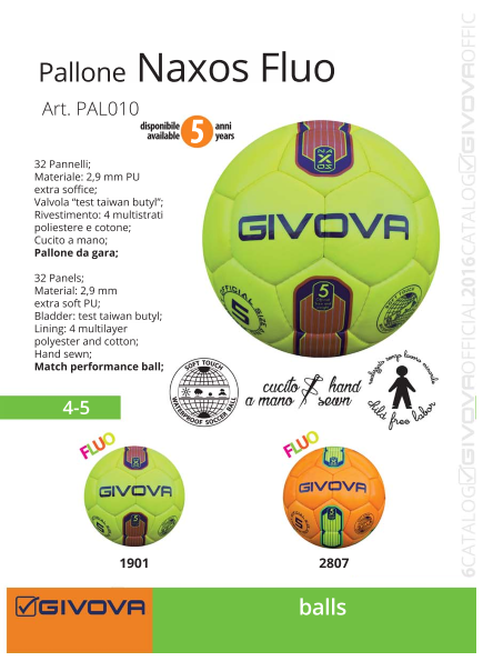 Мяч футбольный NAXOS FLUO GIVOVA (Italia) - фото 1 - id-p4881424