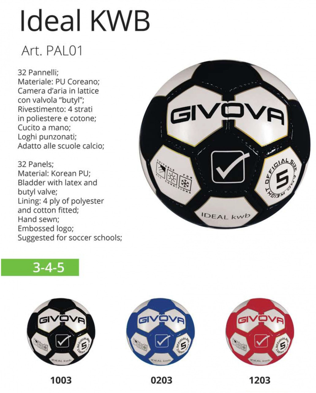 Мяч футбольный IDEAL KWB GIVOVA (Italia) - фото 1 - id-p4881430