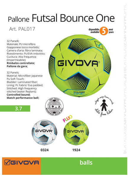 Мяч футзальный FUTSAL BOUNCE ONE GIVOVA (Italia) - фото 1 - id-p4881433
