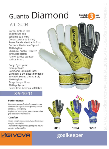 Футбольные перчатки DIAMOND GIVOVA (Italia) - фото 1 - id-p4887468