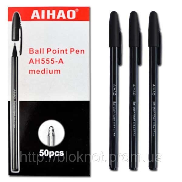 Ручка шариковая Aihao 555, черная - фото 1 - id-p646909