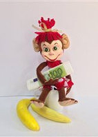 Кукла Обезъянка с бананом - для кукольных театров