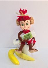 Кукла Обезъянка с бананом - для кукольных театров - фото 1 - id-p4736077