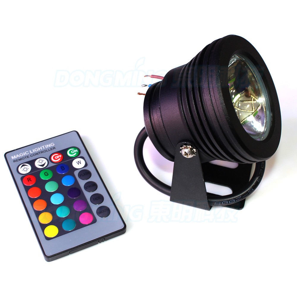 Светодиодный LED линзовый прожектор RGB 10Вт IP67 12В герметичный Черный - фото 1 - id-p5074688