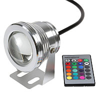 Светодиодный LED линзовый прожектор RGB 10Вт IP67 12В герметичный