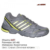 Кроссовки мужские сетка Veer размеры 41-46 44 ( стелька 28.5 см ), светло-серый/зеленые вставки