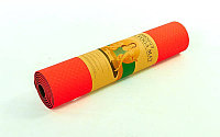 Коврик для йоги и фитнеса Yoga mat 2-х слойный TPE+TC 6mm FI-3046-2 ( 1.83*0.61*6mm) красный-черный
