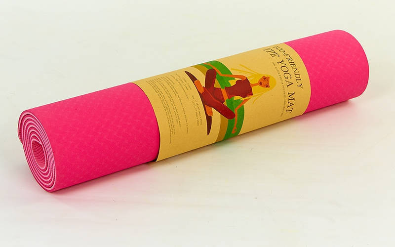 Коврик для йоги и фитнеса Yoga mat 2-х слойный TPE+TC 6mm FI-3046-7 ( 1.83*0.61*6mm) розовый-св.розовый - фото 1 - id-p5085262