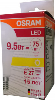 Светодиодная лампа OSRAM, 9.5W, 2700K, тёплого свечения, цоколь - Е27, 2 года гарантии!!! - фото 1 - id-p5095231