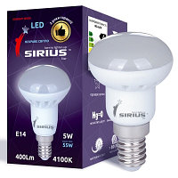 Светодиодная лампа SIRIUS, 6W, 4000K, нейтрального свечения, цоколь - Е14, R50, 2 года гарантии!!
