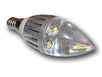 Светодиодная лампа LED-E14 3 PLT 3W 220V CANDLE SILVER, 3 Вт-300 Lm.