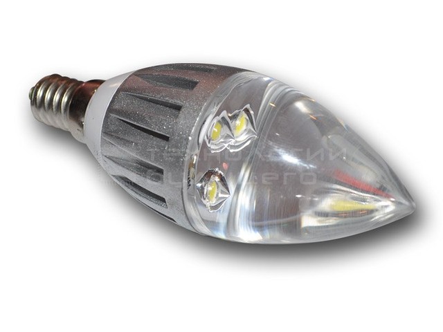 Светодиодная лампа LED-E14 3 PLT 3W 220V CANDLE SILVER, 3 Вт-300 Lm. - фото 1 - id-p29109