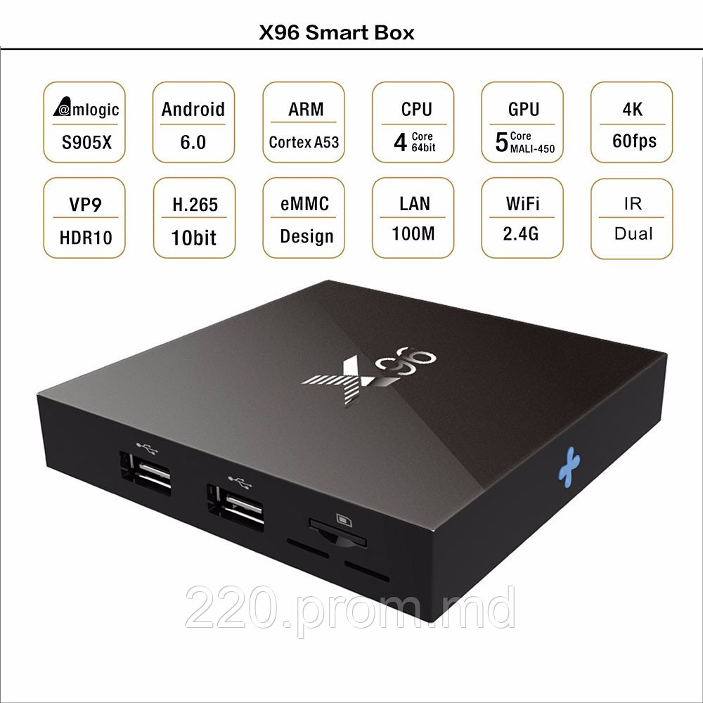 X96 - компактная смарт ТВ приставка на Amlogic S905X, Android 6.0, 1Gb RAM, 8Gb ROM - фото 1 - id-p5206313