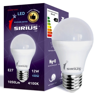 Светодиодная LED лампа SIRIUS, 12W (ватт), 4000K, Е27, 220V. 2 года гарантии! - фото 1 - id-p5207588