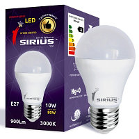 Светодиодная LED лампа SIRIUS, 10W (ватт), 3000K, Е27, 220V. 2 года гарантии!