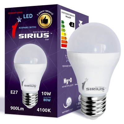 Светодиодная LED лампа SIRIUS, 10W (ватт), 4100K, Е27, 220V. 2 года гарантии! - фото 1 - id-p5207600