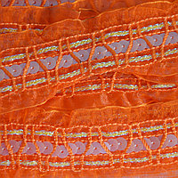 Декоративная тесьма .Оранжевая с паетками. 40 мм.