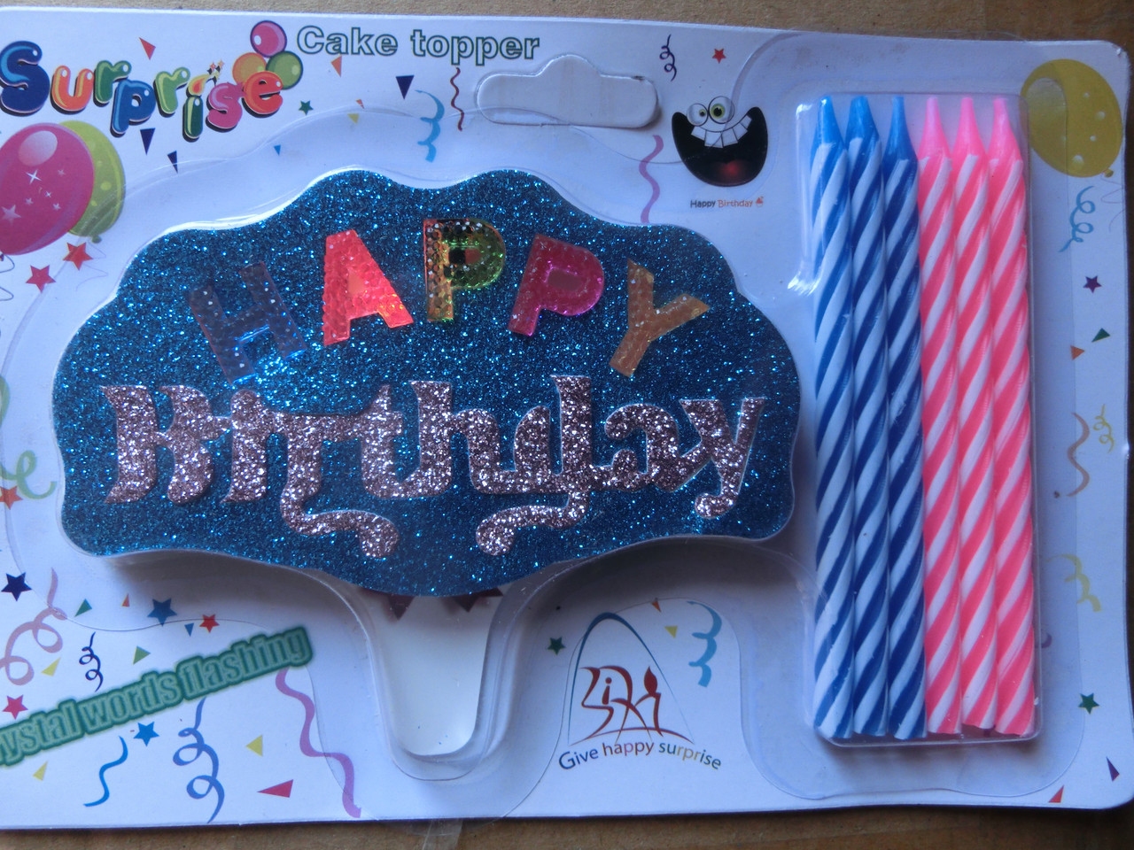 Свечи для торта Хеппи Бездэй Happy Birthday + 6 спичек со светонакопителем - фото 1 - id-p5225457