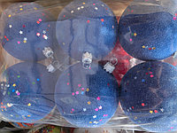 Новогодние игрушки шар бархатный 10 см синий 6 штук