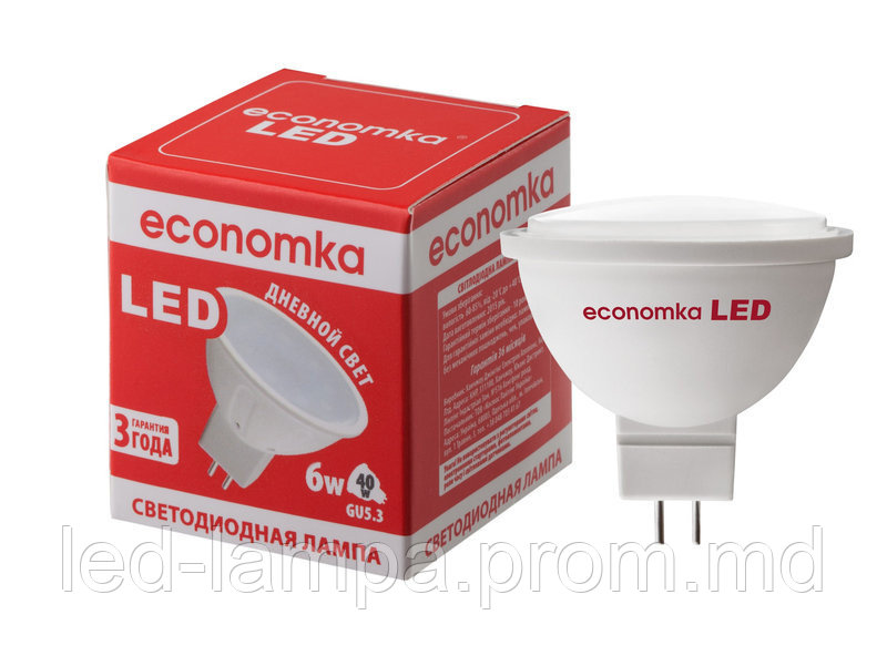 Светодиодная лампа ECONOMKA, 6W, 4200K, нейтрального свечения, MR16, цоколь - GU5.3, 3 года гарантии!!! - фото 1 - id-p5228258
