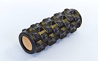 Роллер массажный (Grid Roller) для йоги,пилатеса L - 31см, d - 10 см Черный