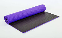 Двухслойный коврик для фитнеса и йоги Yoga Mat. 2-х слойный 6mm ( 1.73*0.61*6mm) фиолетовый-черный