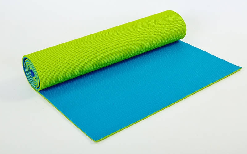 Двухслойный коврик для фитнеса и йоги Yoga Mat. 2-х слойный 6mm ( 1.73*0.61*6mm) салатовый-голубой - фото 1 - id-p5224388
