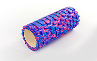 Роллер массажный (Grid Roller) для йоги,пилатеса мультиколор L - 33 см, d - 14 см розовый-фиолетовый