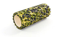 Роллер массажный (Grid Roller) для йоги,пилатеса мультиколор L - 33 см, d - 14 см коричневый-зеленый