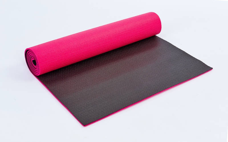 Двухслойный коврик для фитнеса и йоги Yoga Mat. 2-х слойный 6mm ( 1.73*0.61*6mm) розовый-черный - фото 1 - id-p5224382