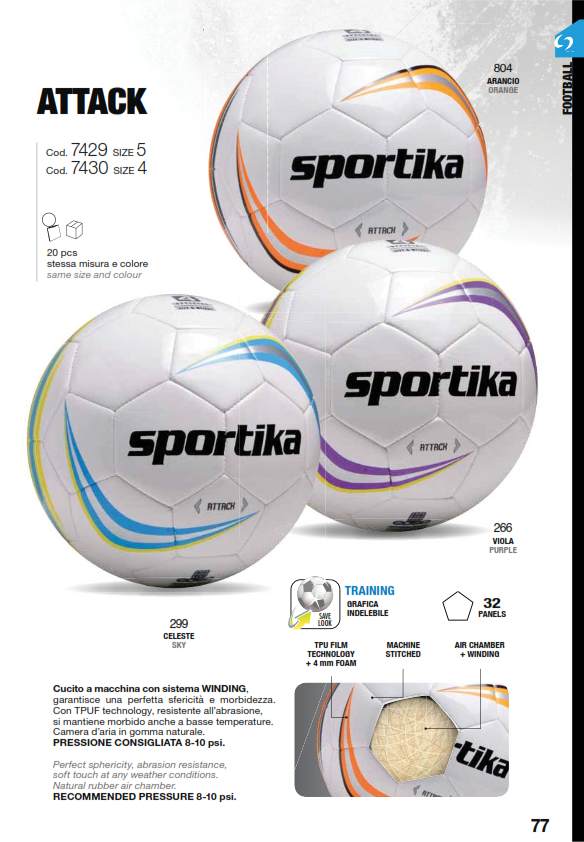 Мяч футбольный ATTACK SPORTIKA (ITALIA) Nr.5; 4 - фото 1 - id-p4701912