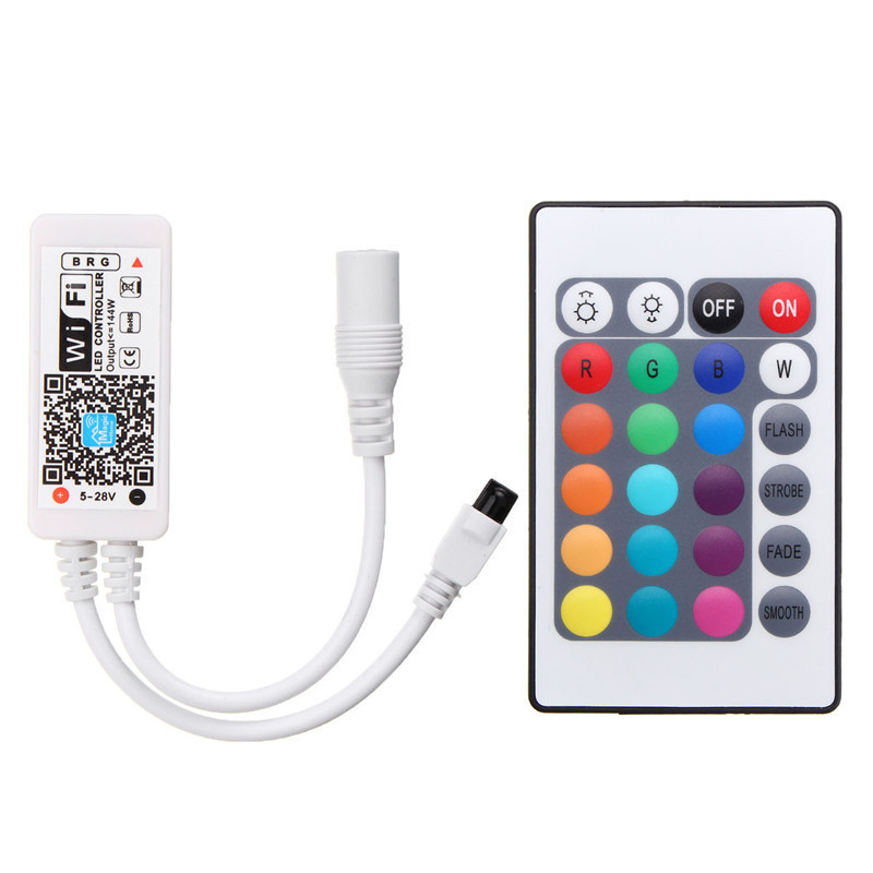 RGB Wi-Fi контроллер 12A 100W +пульт на 24 кнопки для светодиодной ленты - фото 1 - id-p5523823