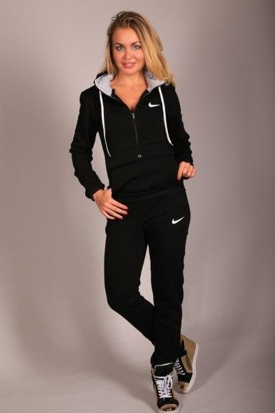 Женский зимний утепленный спортивный костюм с логотипом Найк - фото 1 - id-p5537068