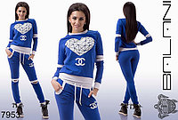 Костюм женский спортивный с разрезами на локтях и коленях лого Шанель