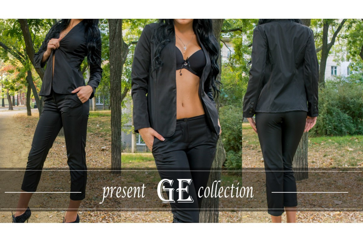 Женский брючный деловой костюм, пиджак и укороченые брюки - фото 1 - id-p5537119