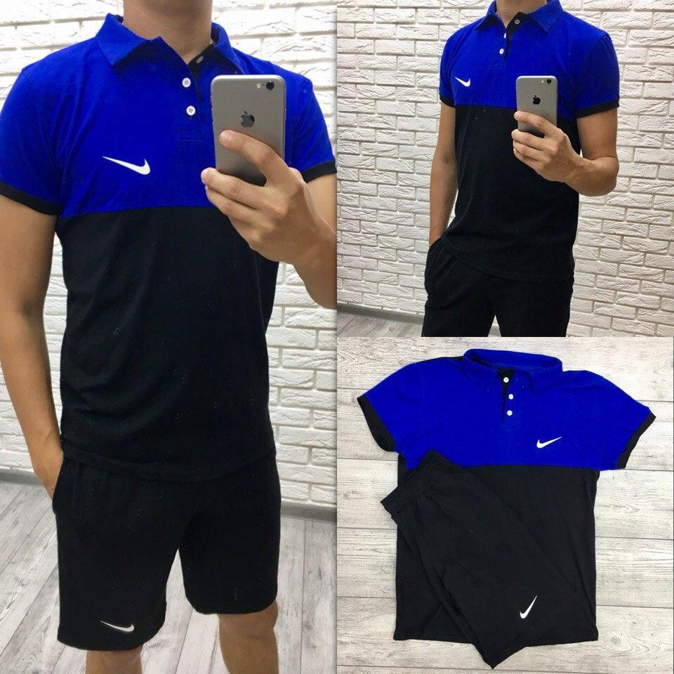 Спортивный мужской костюм летний футболка и шорты, реплика Nike - фото 1 - id-p5537418