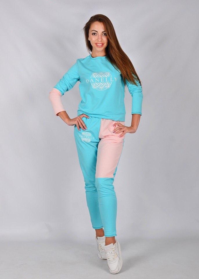 Женский спортивный трикотажный костюм: двухцветные кофта и штаны - фото 1 - id-p5537423