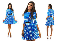 Клетчатое яркое платье с юбкой клеш и пояском в комплекте