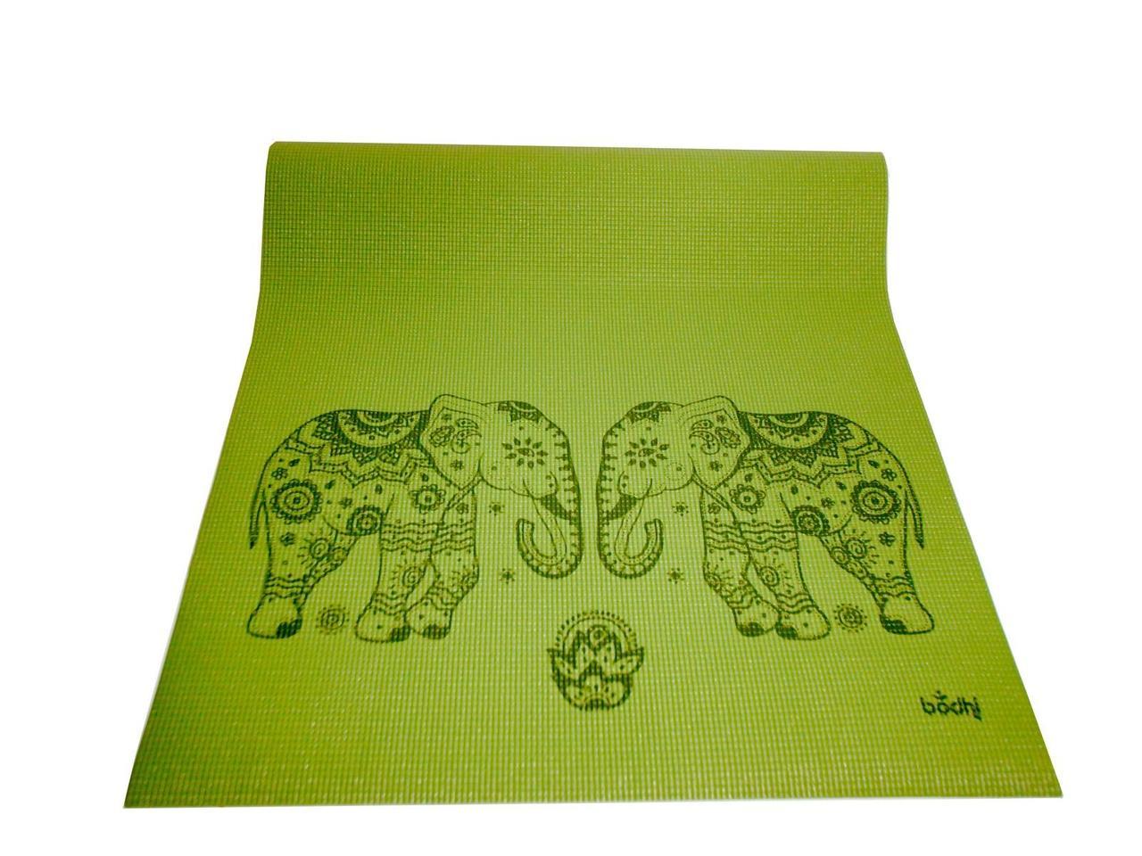 Коврик для йоги Лила Слоны 4 мм Bodhi оливка - фото 1 - id-p5539762