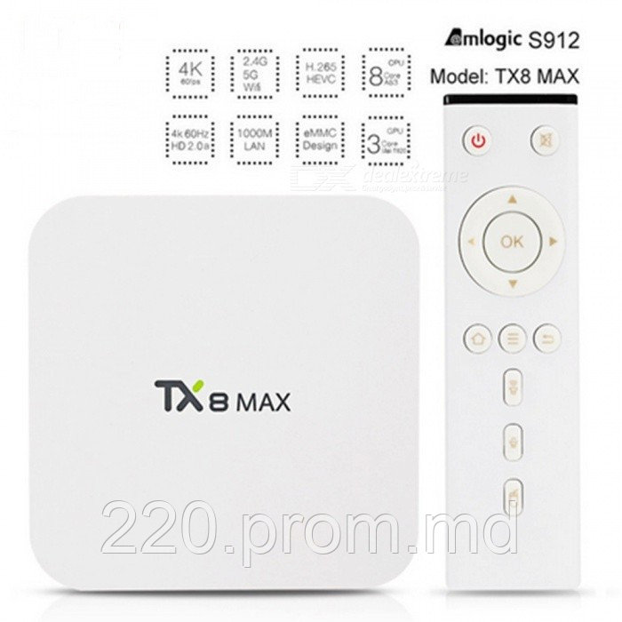 Smart TV mediabox Tanix TX8 MAX Amlogic S912 8 ядер 3G/16G Android 6.01. DDR4 - фото 1 - id-p5602361