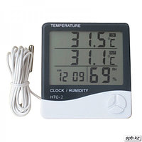 Цифровой термометр, часы , гигрометр с выносным датчиком HTC-2 (психрометр)
