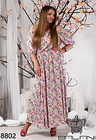 Штапельное длинное платье - 8802