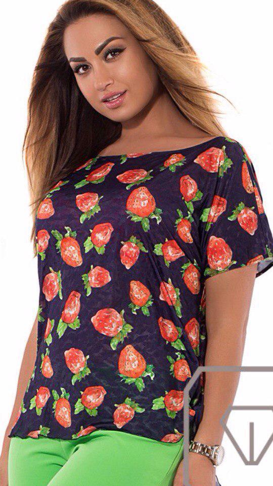 Красивая легкая летняя блузка для стильных женщин, полубатал большие размеры - фото 1 - id-p5538423
