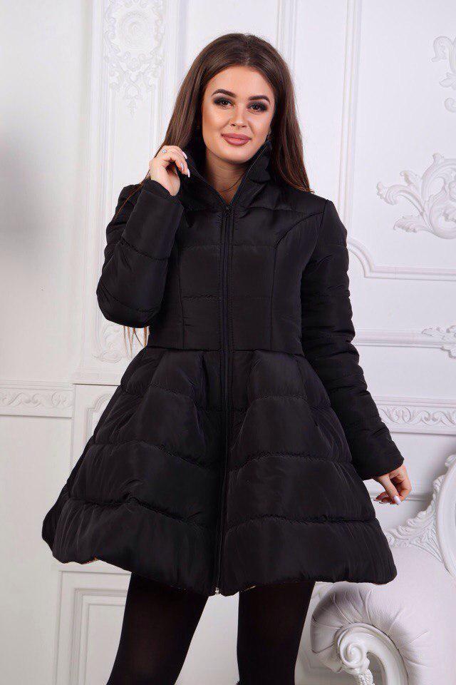 Модное зимнее стеганое пальто клеш с пояском в комплекте - фото 1 - id-p5754215