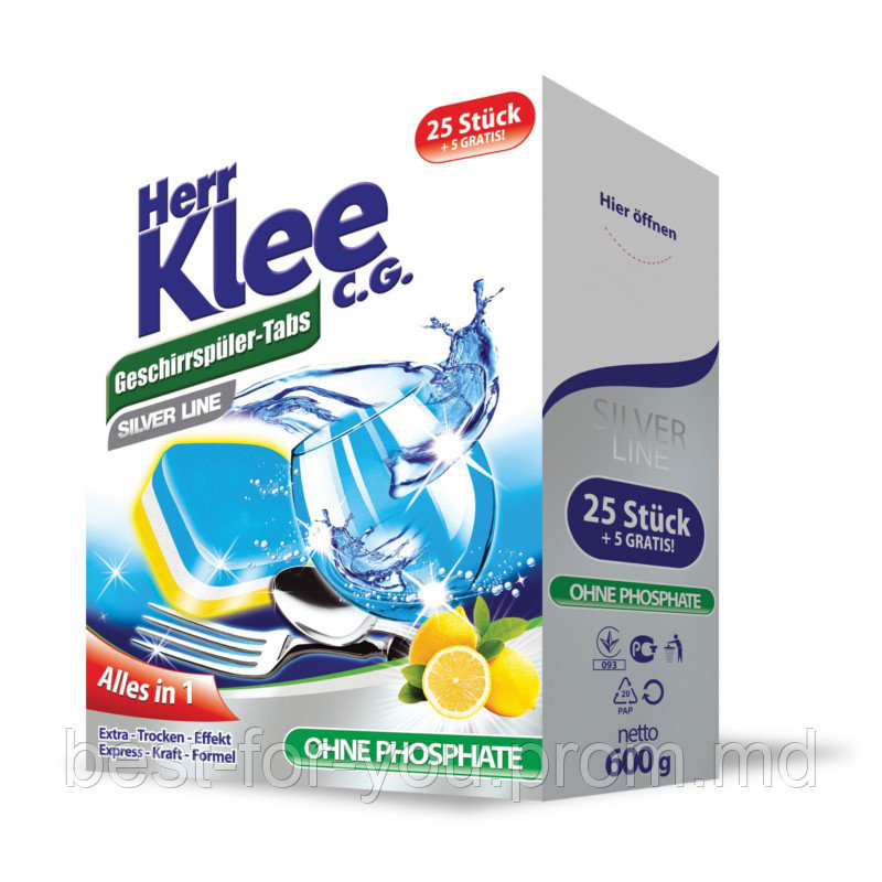 Таблетки для посудомоечных машин Herr Klee, 30 шт / Tablete pentru masia de spalat vase Herr Klee 30buc - фото 1 - id-p5758419