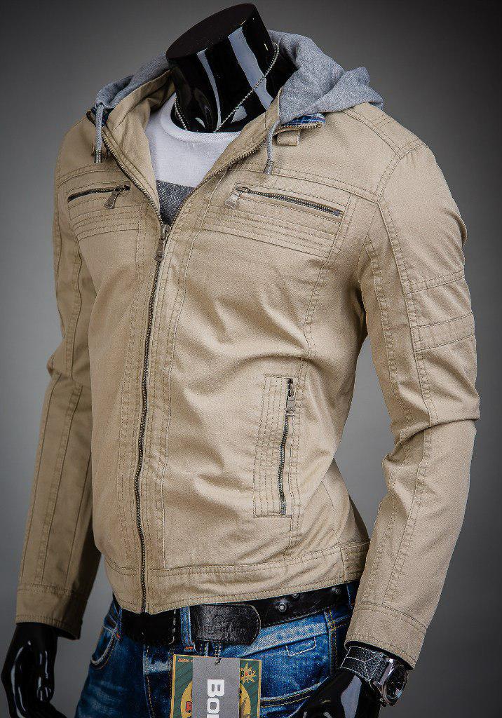 Молодежная мужская джинсовая куртка на молнии со съемным капюшоном - фото 1 - id-p5758945