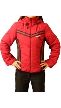 Куртка утепленная приталенная с капюшоном красное с черным - фото 1 - id-p41105